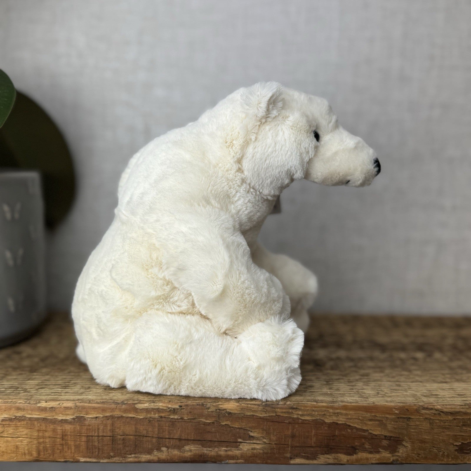Jellycat Small Elwin Polar Bear - White Sitting Bear Plush Blue Eyes with tags
