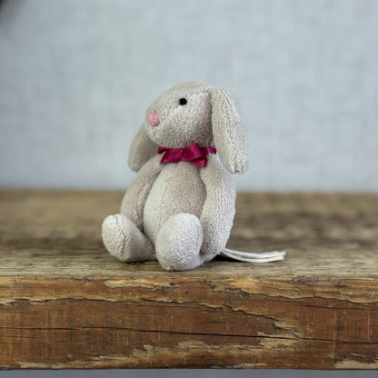 Jellycat Tiny Beige Bunny Pink Bow - Miniature Vintage Beige Bunny Rabbit 3.5"