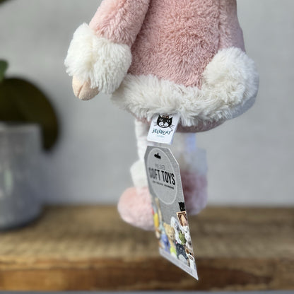 Jellycat Perky Bunny Hop - Pink Rabbit Doll Soft Toy Baby Pink Beanie Rare 12”