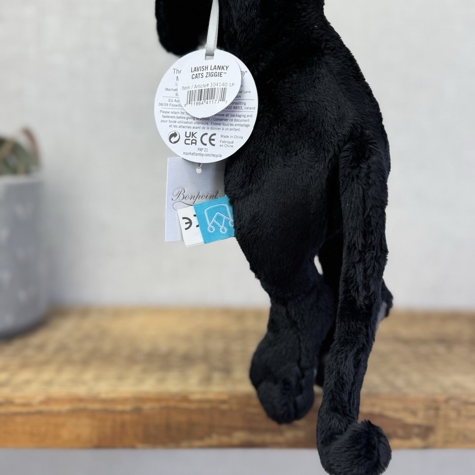 Manhattan Toy Lanky Cats Ziggy - Black Floppy Kitten Soft Toy With Tags 13”