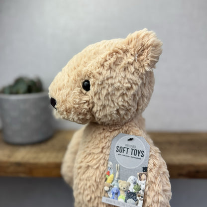 Jellycat Medium Finley Bear - Beige Textured Beanie Soft Toy Bear Retired 16"