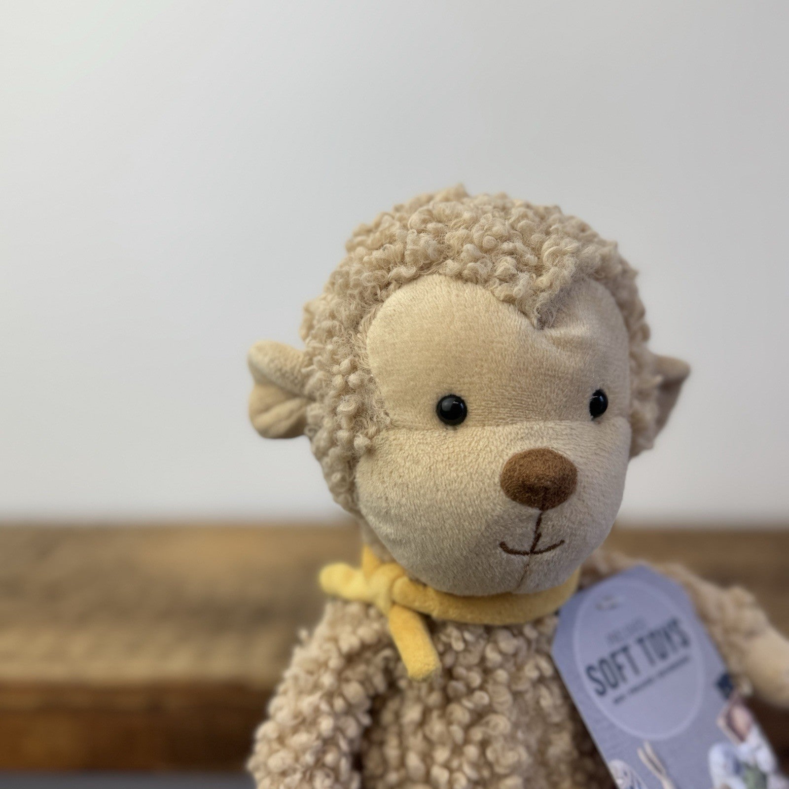 Jellycat Fuzzkin Monkey - Small Light Brown Monkey Beanie Neck Tie Retired 9"