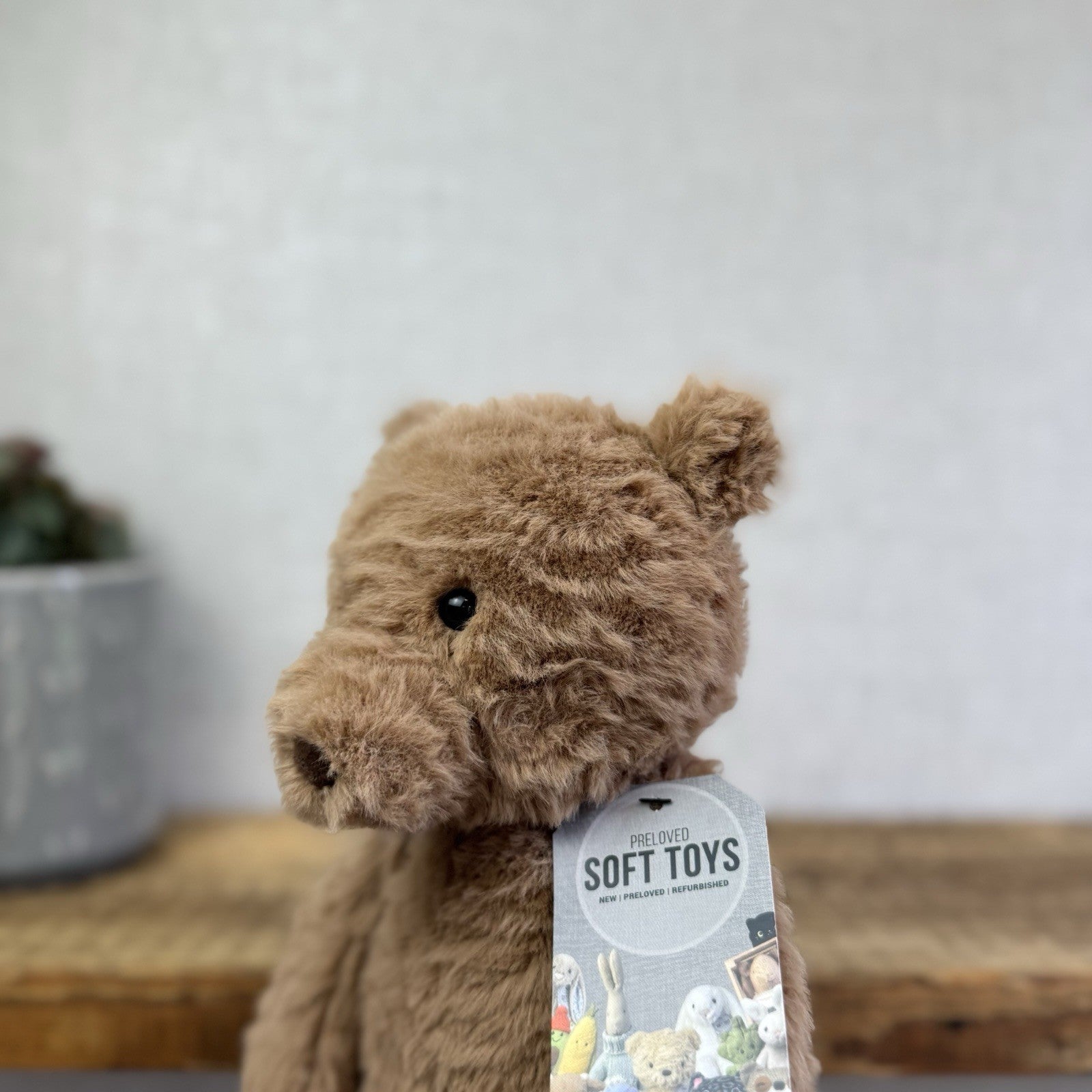 Jellycat Cocoa Bear - Medium Brown Textured Bear Beanie Plush Toy Retired 12"