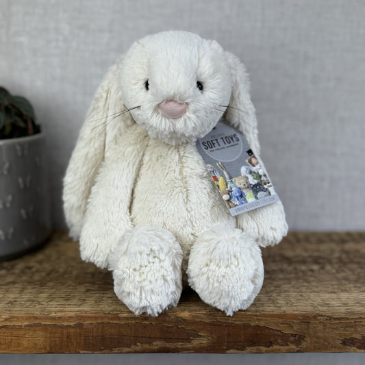 Jellycat Medium Cream Bashful Rabbit - Old Bashful With Whiskers Rare 12”