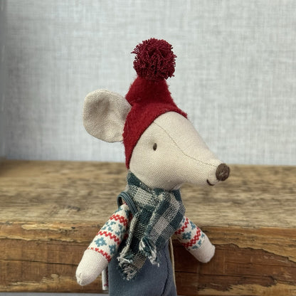 Maileg Christmas Mouse, Big Brother - New With Tags Miniature Mouse Soft Toy