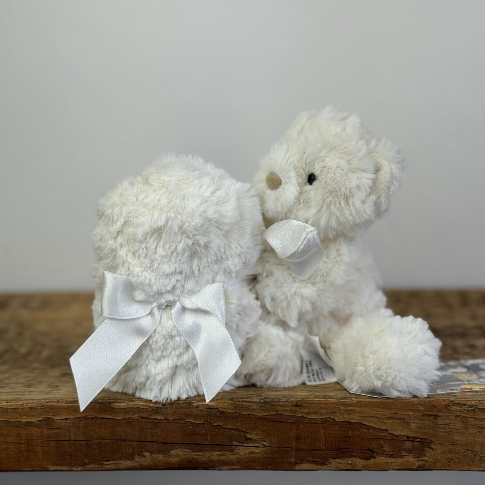 Little Jellycat Wilkie Bear Soother - White Curly Fur Bear NWOT Retired Rare