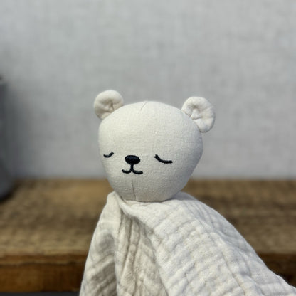 H&M Neutral Bear Home Cotton Muslin Comfort Blanket Neutral Soother NWOT 