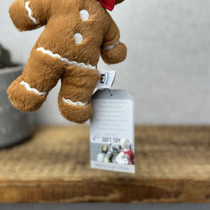 Jellycat Small Jolly Gingerbread Fred - Older Style Red Bow Gingerbread Plush 9"