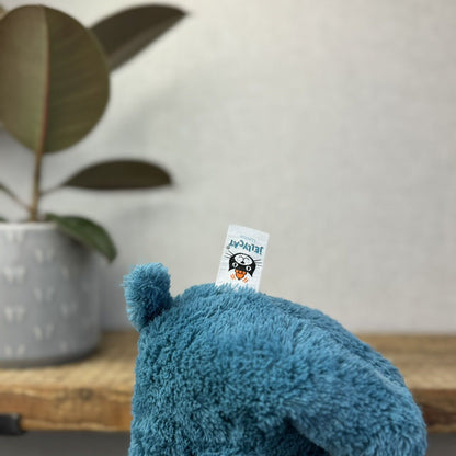 Jellycat Cushy Rhino Blue - Blue Textured Rhino Plush Beanie Collectible 12"