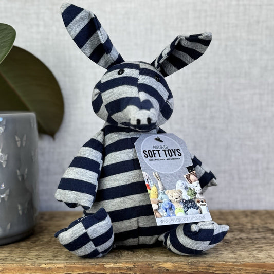 Jellycat Anton Aardvark - Small Grey/Navy Striped Beanie Plush Retired Rare 10"