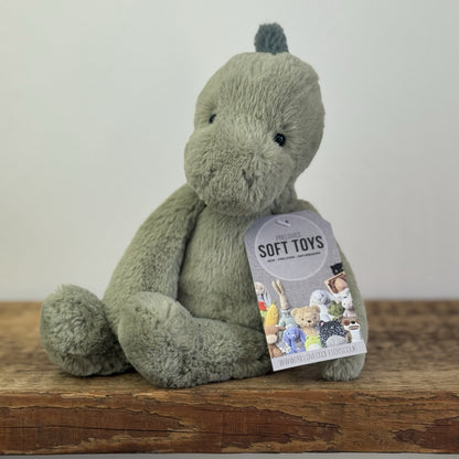 Jellycat Small Boyd Dino - Snugglet Green Super Soft Dinosaur Retired 11"