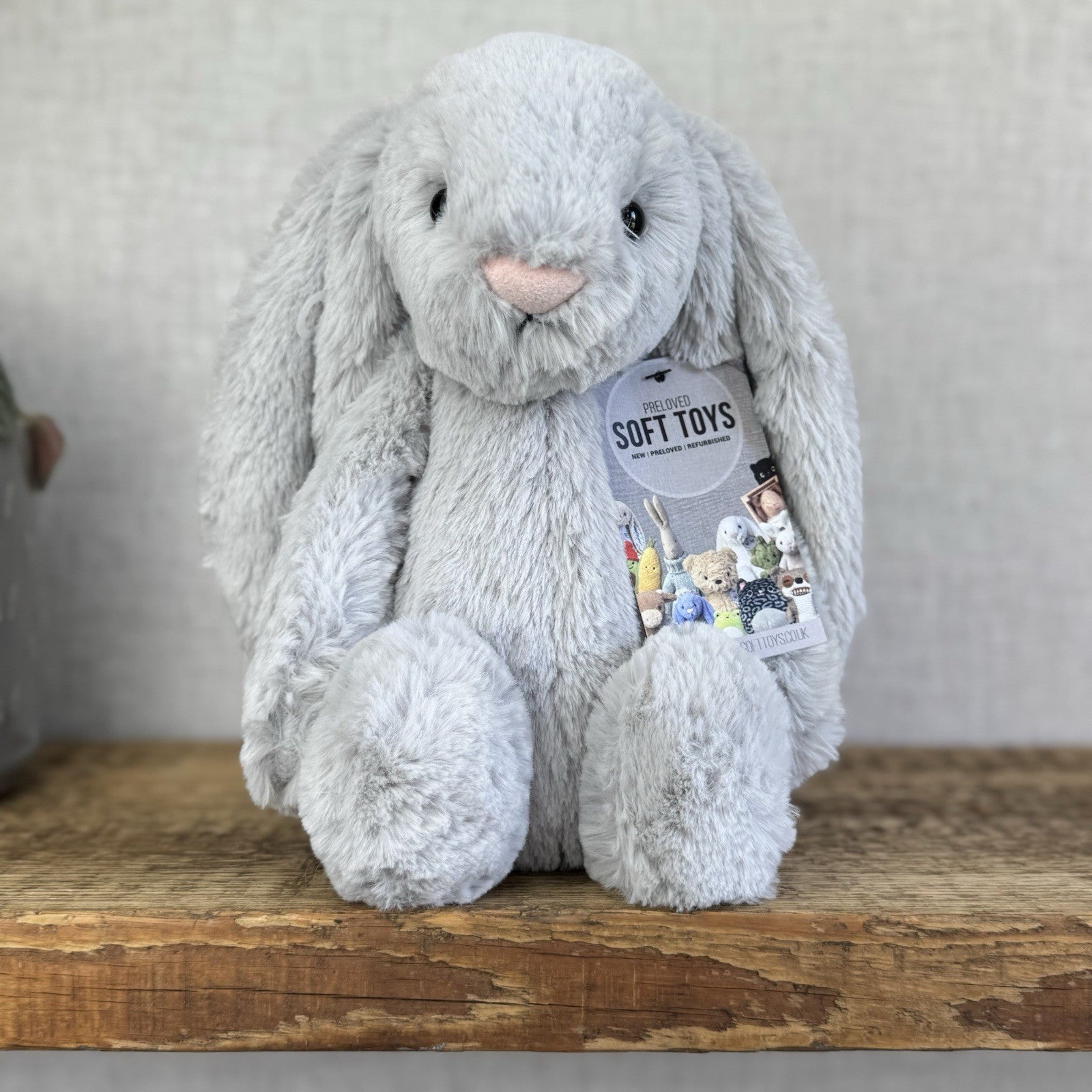 Jellycat Medium Bashful Grey Bunny - Grey With White Tail - Silver Rabbit 12"