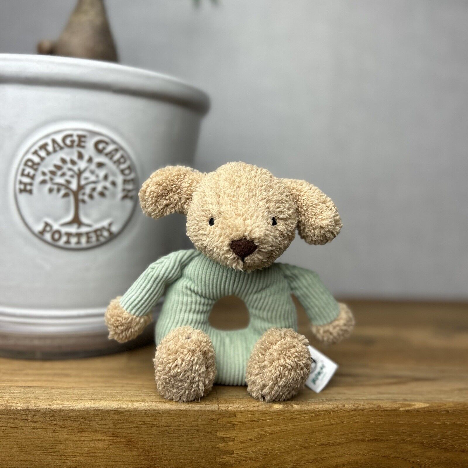 Jellycat Jumble Puppy Rattle - Blue Corduroy Rattle - Dog/Puppy Rattle Soft Toy