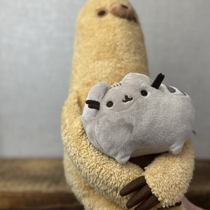 Gund Pusheen Cat - Pusheen With Sloth - Large Sloth Gund Plush Retired 16"