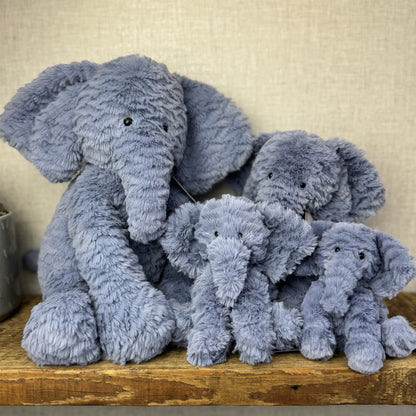 Jellycat Large Fuddlewuddle Elephant Blue - Blue Sitting Elephant Retired 12"