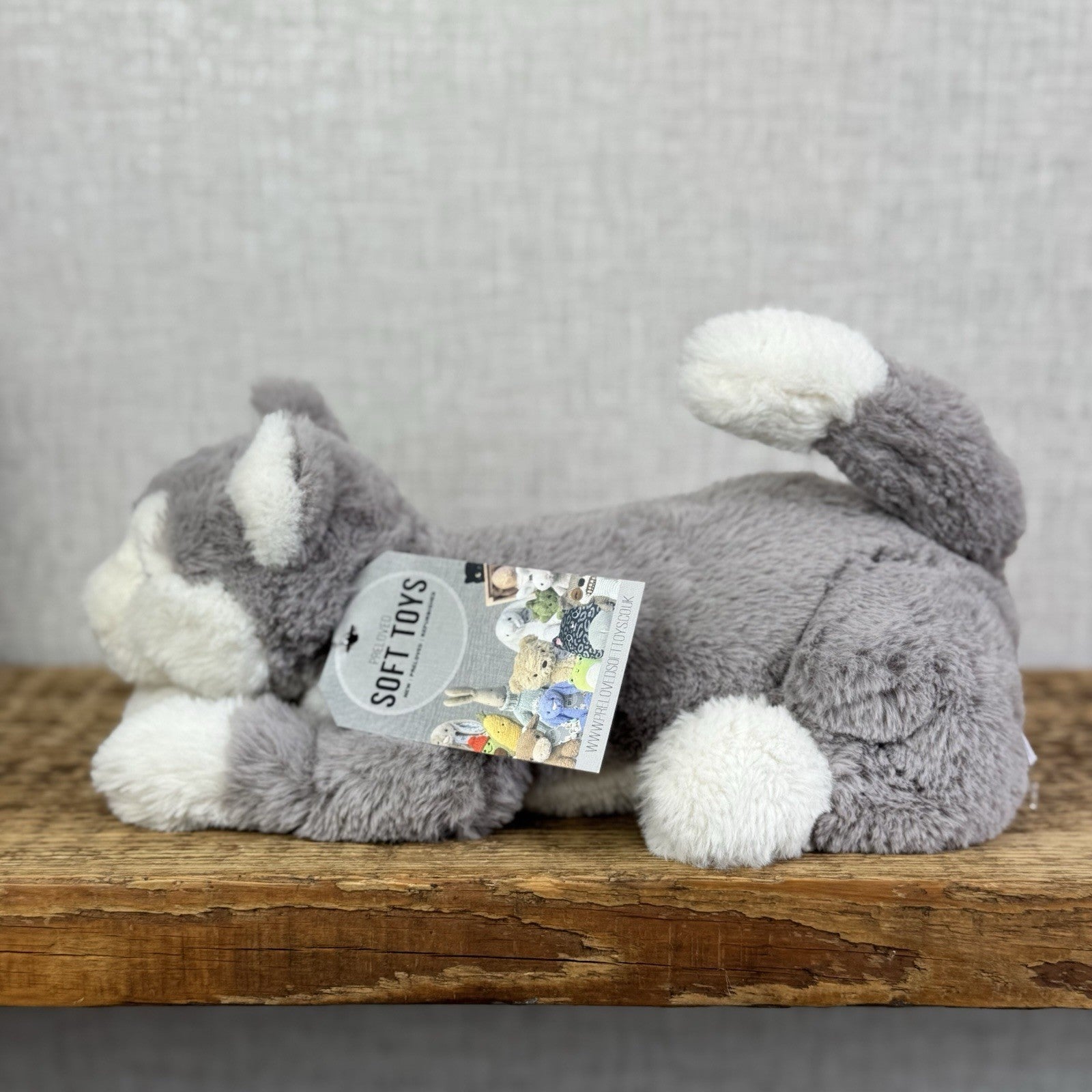 Jellycat Small Hudson Husky - Grey Laying Husky Beanie Soft Toy Retired 11"