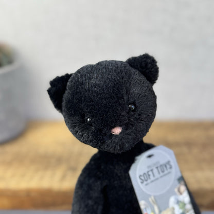 Jellycat Pitterpat Black Cat - Long Leg Kitten All Black - White Tail Tip 15"