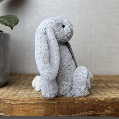 Jellycat Small Bashful Bunny Grey - Small Bunny White Tail Beanie NWOT 8”