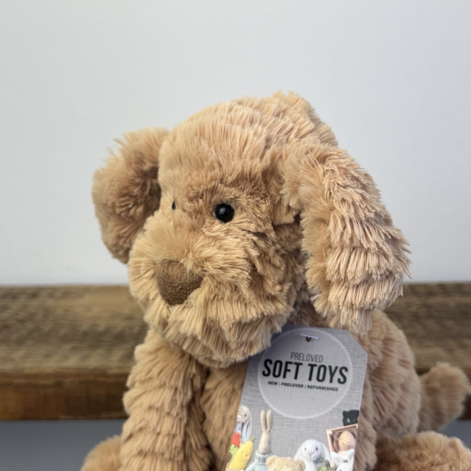 Jellycat Fuddlewuddle Puppy Medium - Light Brown Beige Dog (First Edition) 8"
