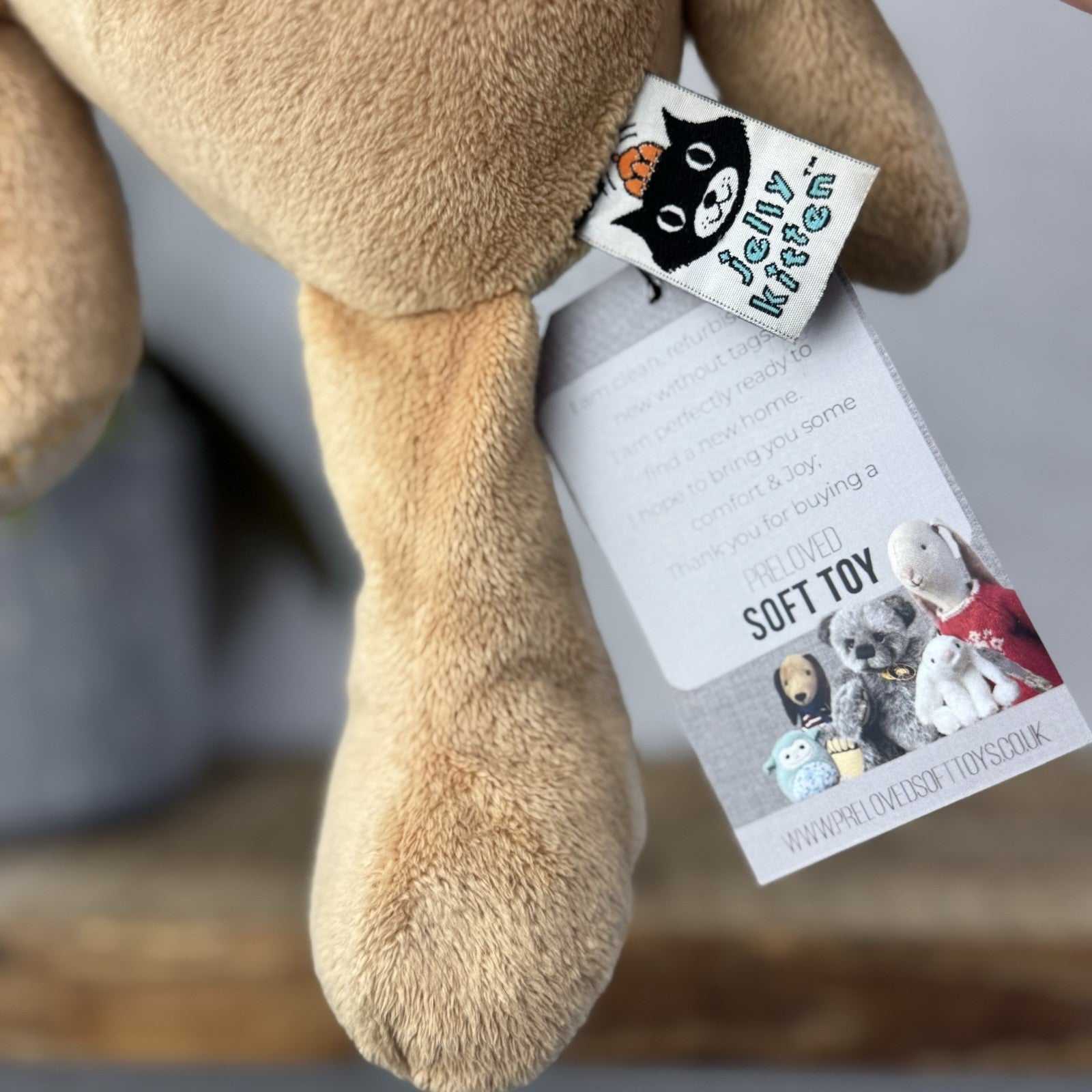 Jellycat JellyKitten Traditional Teddy Bear Beige Tan New Without Tags 12” Rare