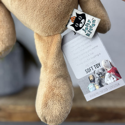 Jellycat JellyKitten Traditional Teddy Bear Beige Tan New Without Tags 12” Rare