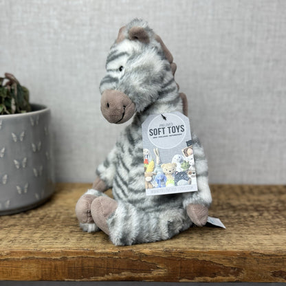 Jellycat Medium Fluffles Zebra - Retired Fluffy Grey/White Zebra Plush 12" 