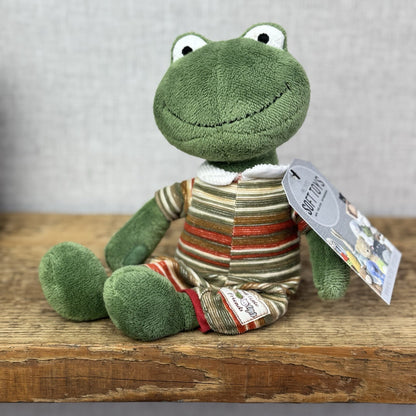 Jellycat My Little Friends Frog - Small Friends Frog Beanie In Stripe Dungarees
