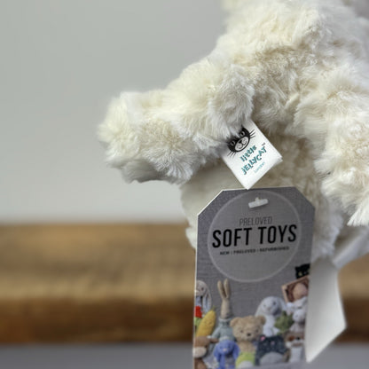 Little Jellycat Wilkie Bear Soother - White Curly Fur Bear NWOT Retired Rare