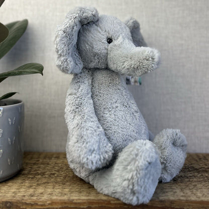 Jellycat Large Bashful Elephant - Large Grey Elephant Beanie 16” - Rare Retired