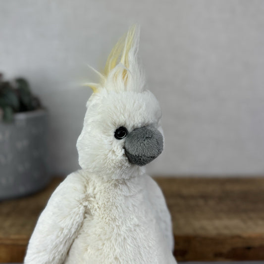 Jellycat Medium Bashful Cockatoo - White Medium Bird Rare Retired Beanbag Plush