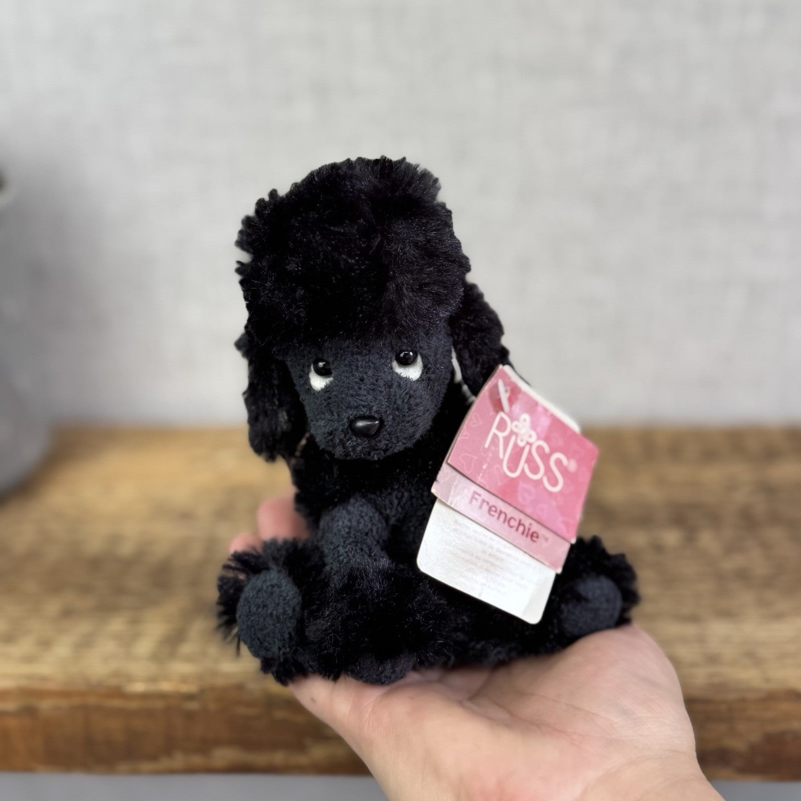 Russ Berrie Luv Pets Frenchie - Mini Beanie Black Poodle Soft Toy Dog Rare 5"