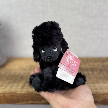 Russ Berrie Luv Pets Frenchie - Mini Beanie Black Poodle Soft Toy Dog Rare 5"
