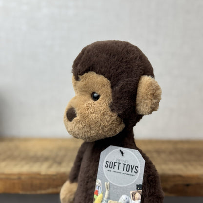 Jellycat Wumper Monkey - Deep Brown Super Soft Monkey Soft Beanie Retired 12”