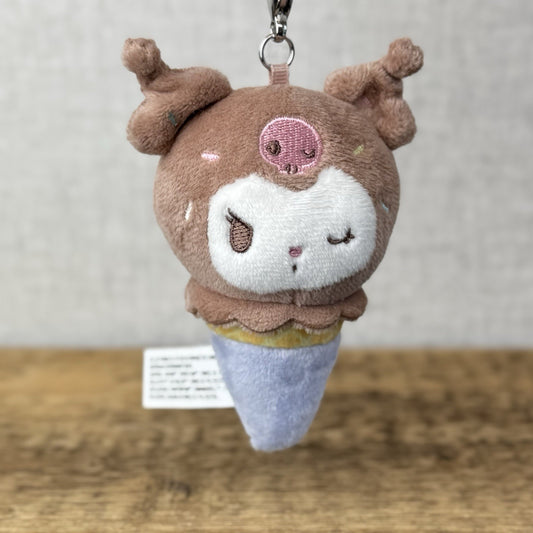 Gund Sanrio Hello Kitty And Friends Keyring Plush - Kuromi Ice Cream Brown