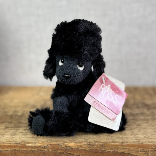 Russ Berrie Luv Pets Frenchie - Mini Beanie Black Poodle Soft Toy Dog Rare 5"