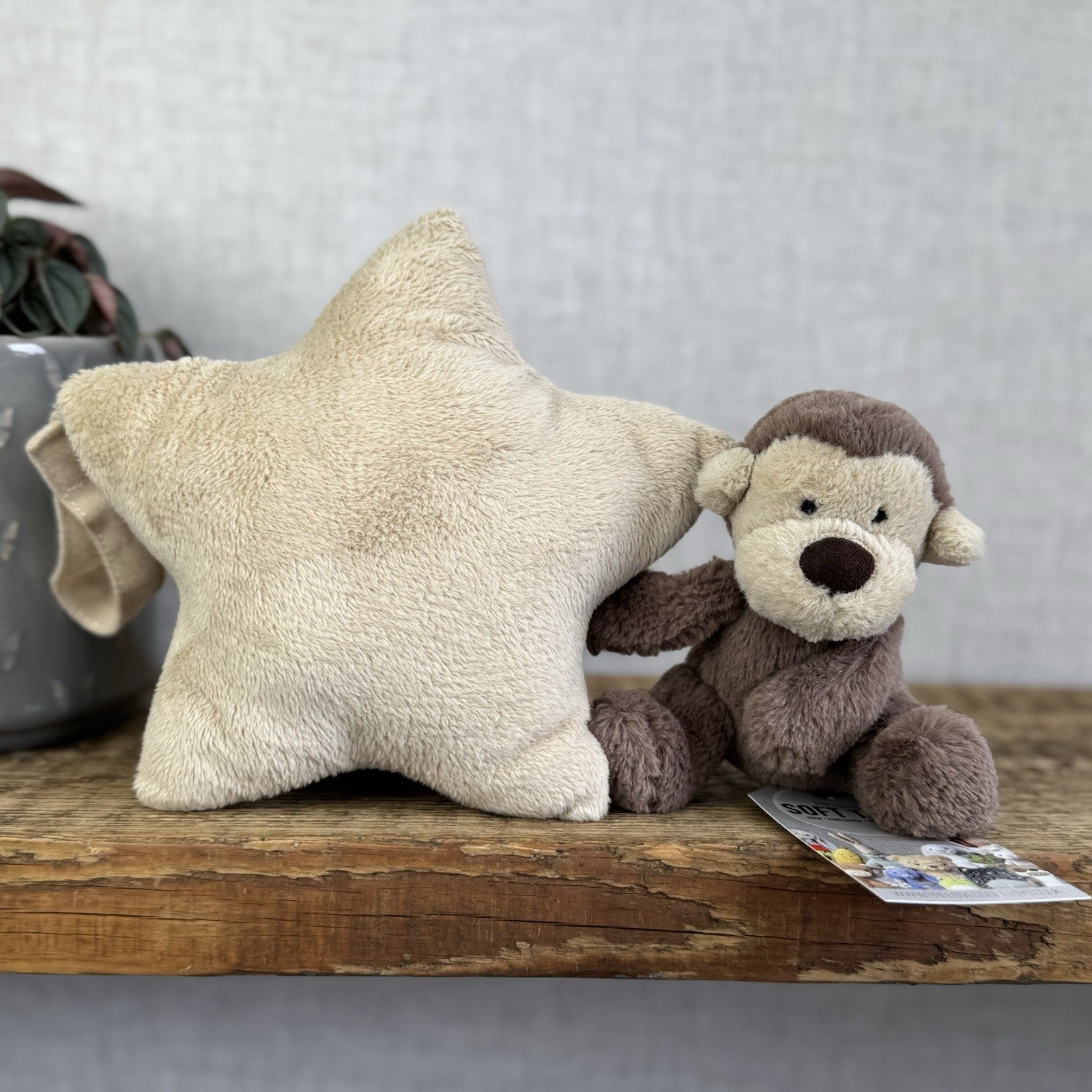 Jellycat Bashful Monkey Musical Pull - Brown Monkey Stars Lullaby Retired Rare