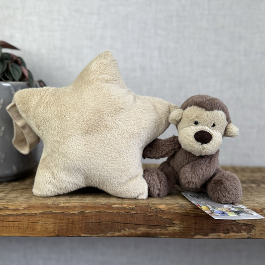 Jellycat Bashful Monkey Musical Pull - Brown Monkey Stars Lullaby Retired Rare