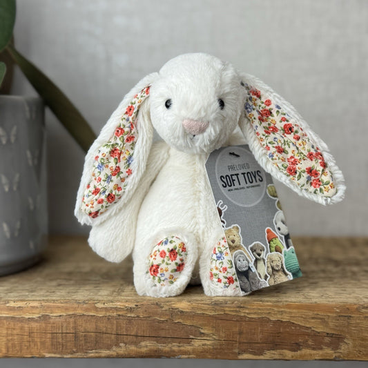 Jellycat Small Bashful Cream Blossom - Cream Bunny Floral Ears & Feet 8”