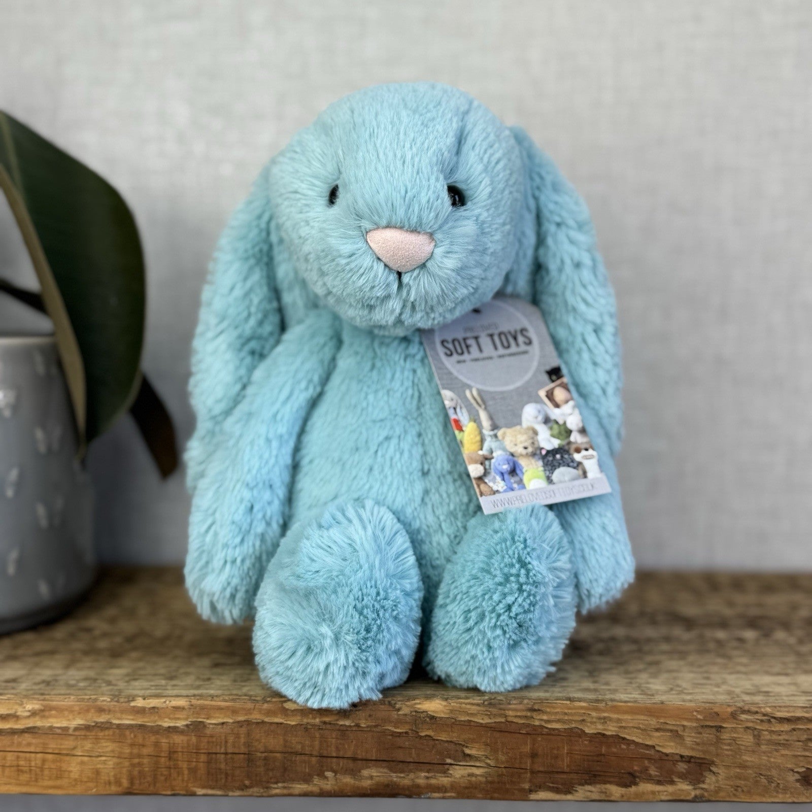 Jellycat Medium Bashful Aqua Bunny - Aqua Bunny Rabbit Bright Blue Medium 12”