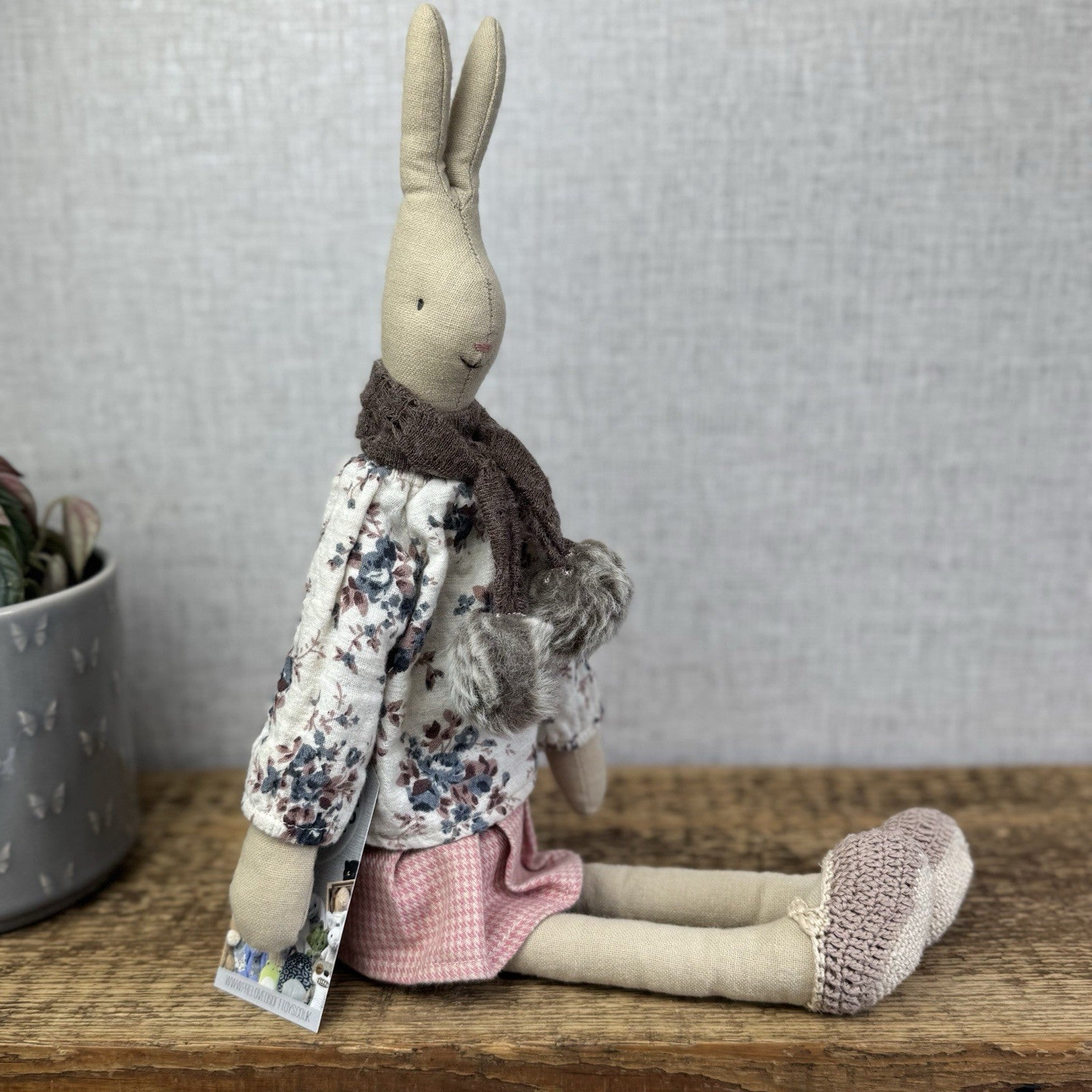 Maileg Medium Winter Rabbit Girl - Red Knit Dress & Fur Boots Retired 2014