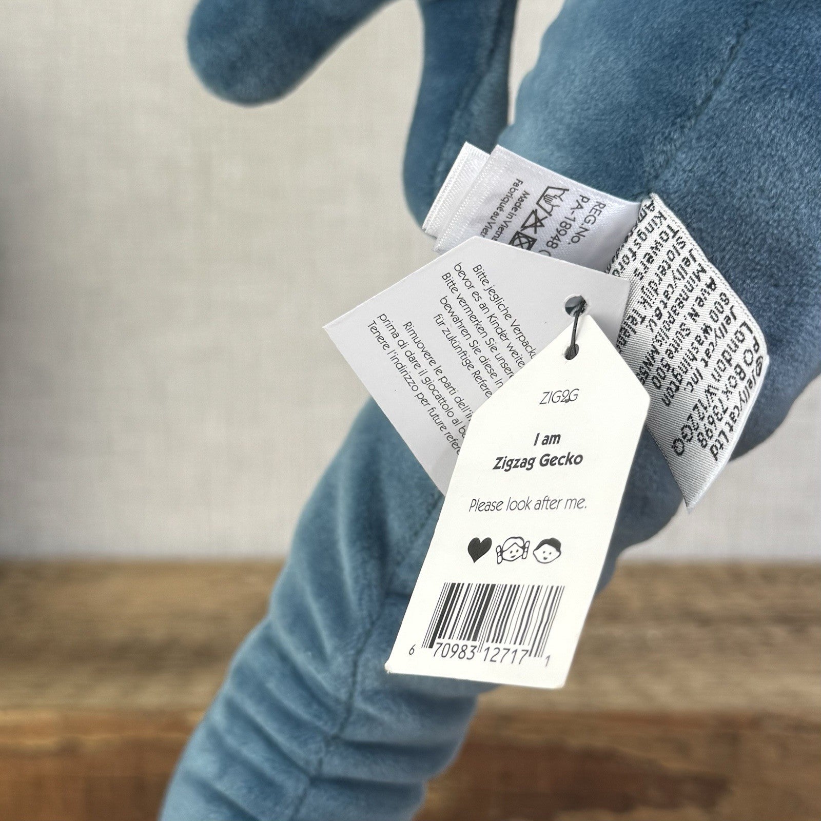 Jellycat Zigzag Gecko - Blue Velour Large Beanie Lizard Rare With Tags 22"