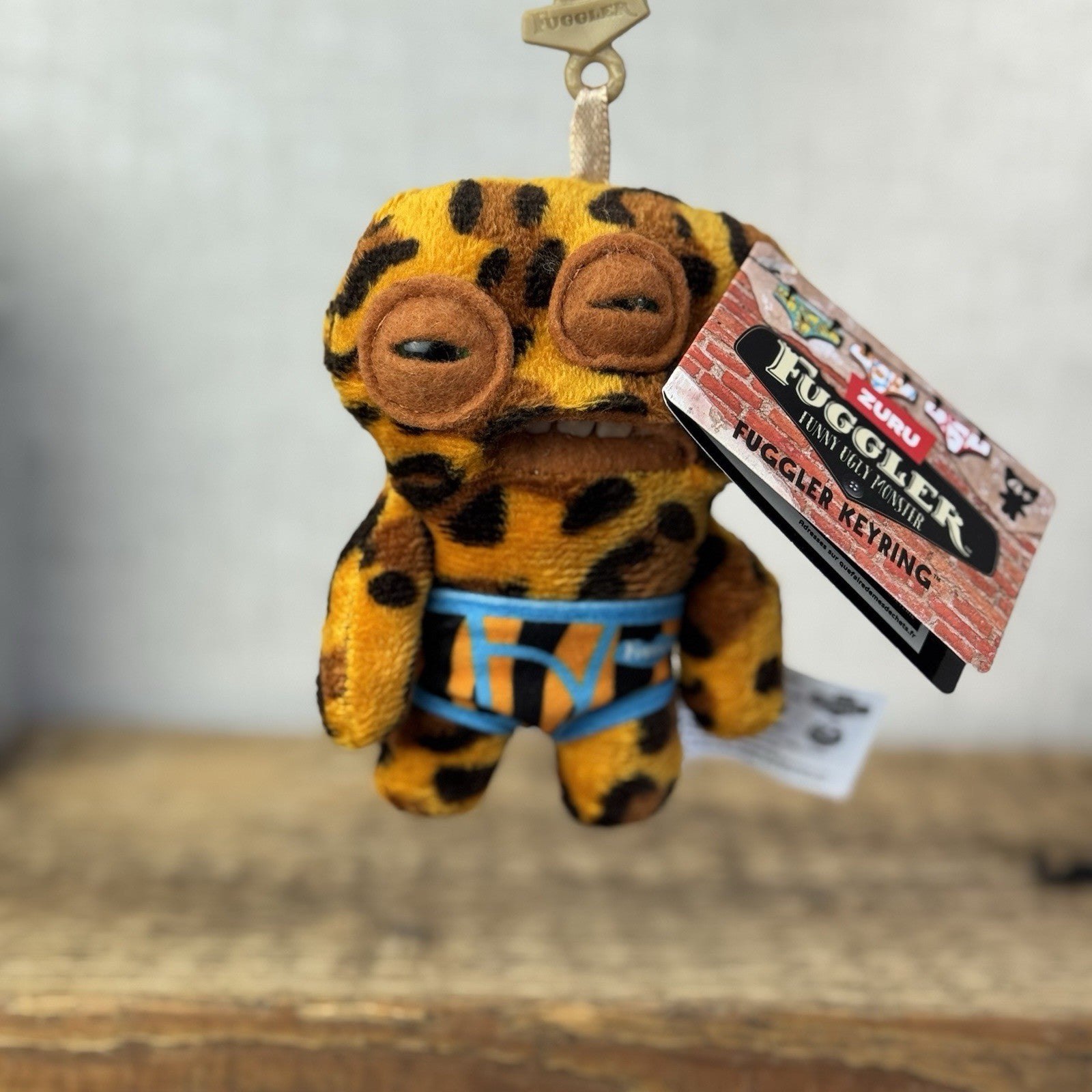 Fuggler Keyring Plush Bag Clip Toy - Annoyed Alien Mini Leopard Print Series 4 