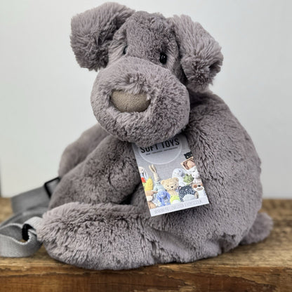 Jellycat Huggady Dog Rucksack - New Without Tags Grey Dog Bag Rare Retired NWOT