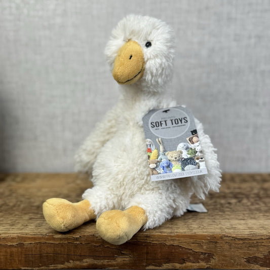 Jellycat James Goose Small - Small Cream Fluffy Goose Soft Toy Beanie 10”