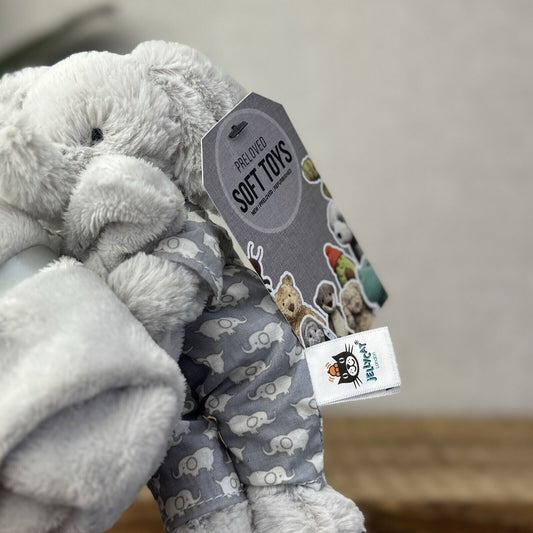 Jellycat Bedtime Elephant Soother - Comfort Blanket Grey Elephant In Pyjamas