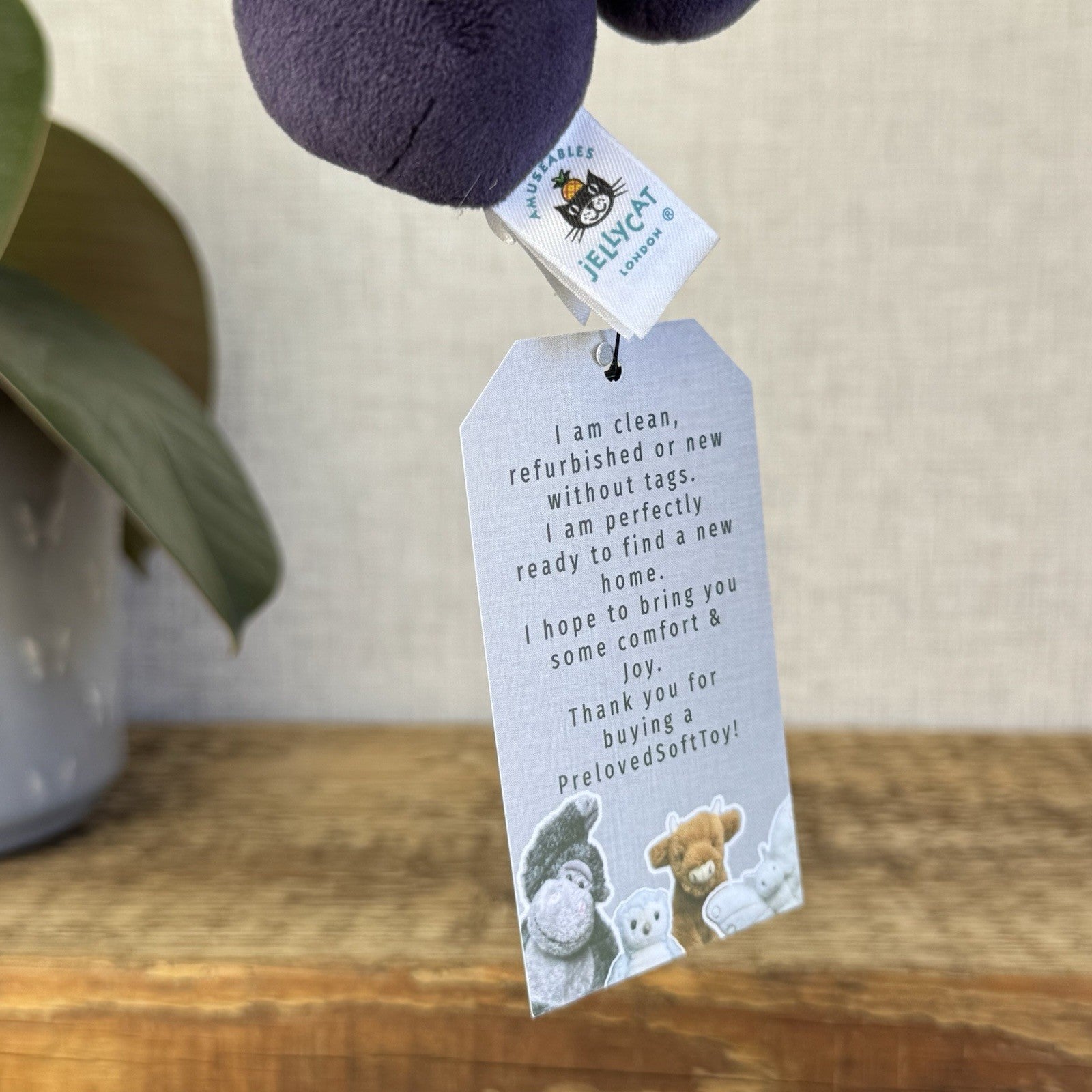 Jellycat Fabulous Fruit Grapes - Soft Toy Grapes Beanie Food Play One Size 6”