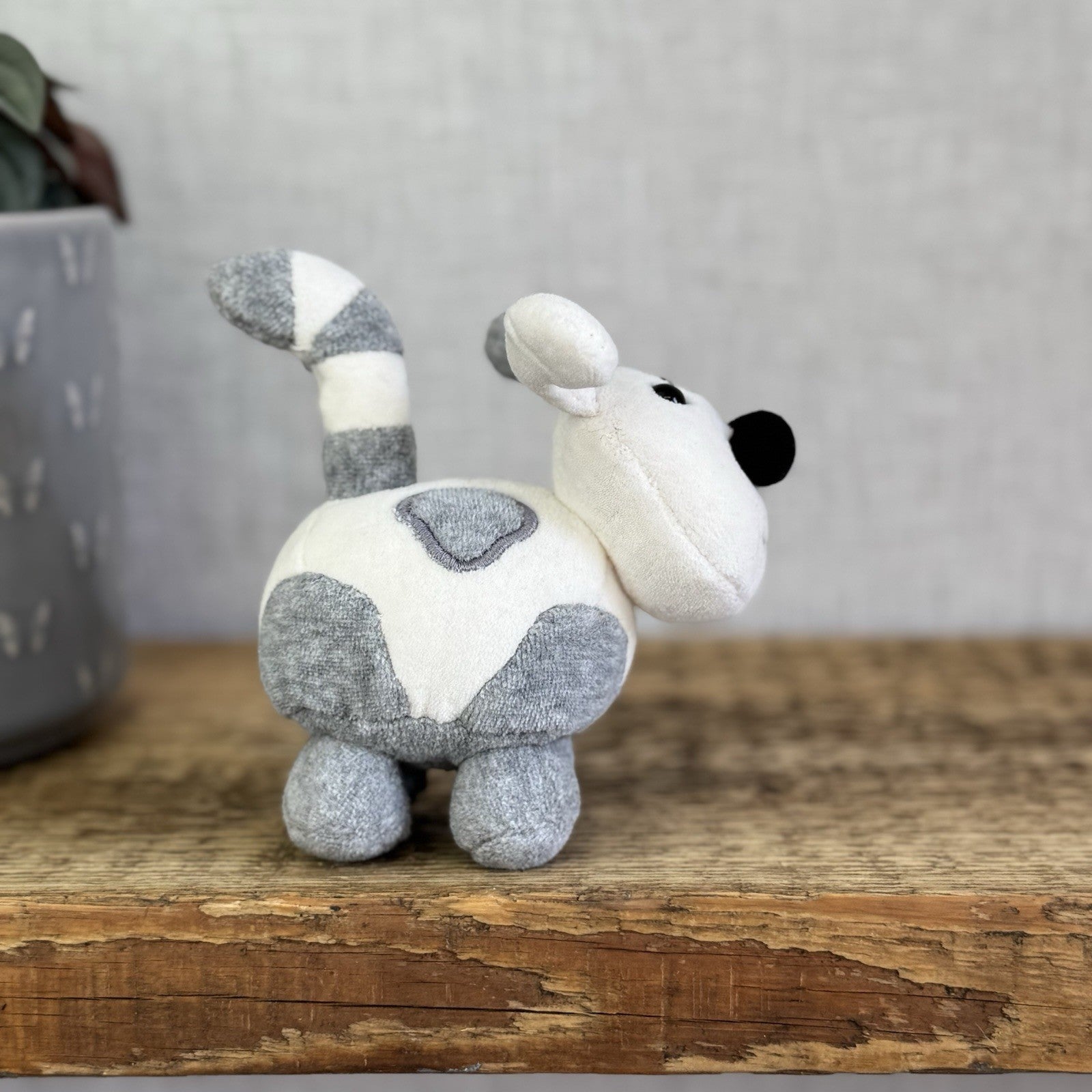 Jellycat Crazy Dog - Grey/White Vintage Miniature Beanie Velour NWOT 4"