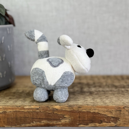 Jellycat Crazy Dog - Grey/White Vintage Miniature Beanie Velour NWOT 4"
