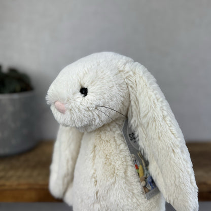 Jellycat Medium Cream Bashful Rabbit - Old Bashful With Whiskers Rare 12”