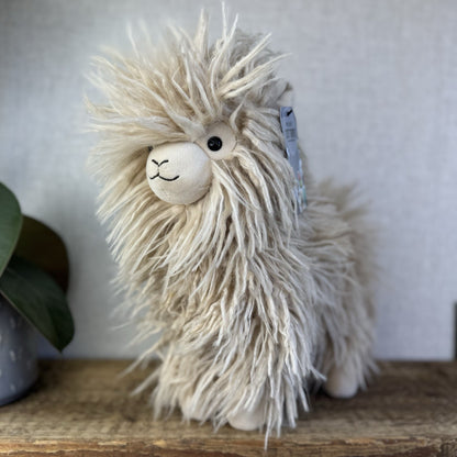 Jellycat Luscious llama - Large Beige Fluffy Llama Beanie Soft Toy Retired 12”